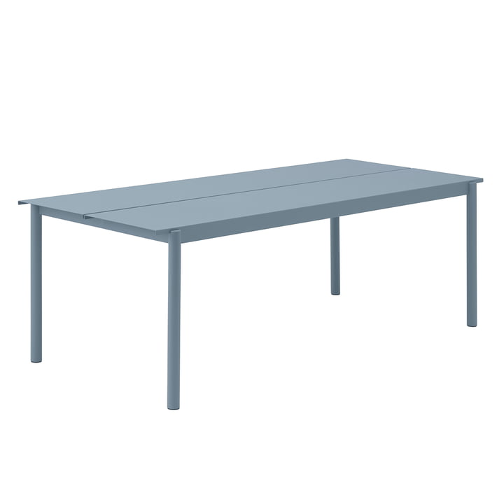 Linear steel table outdoor, 90 x 220 cm, light blue from Muuto