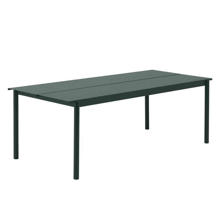 Linear steel table outdoor, 90 x 220 cm, dark green from Muuto