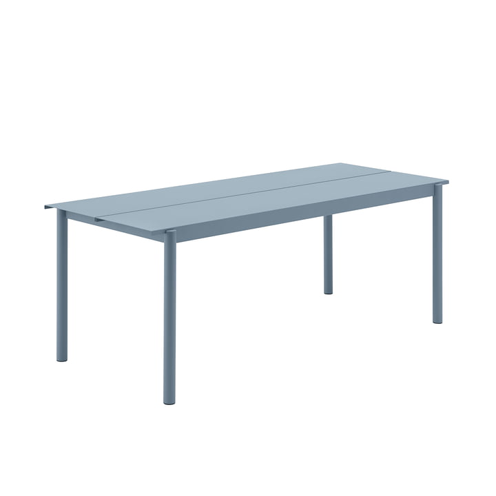Linear steel table outdoor, 75 x 200 cm, light blue from Muuto