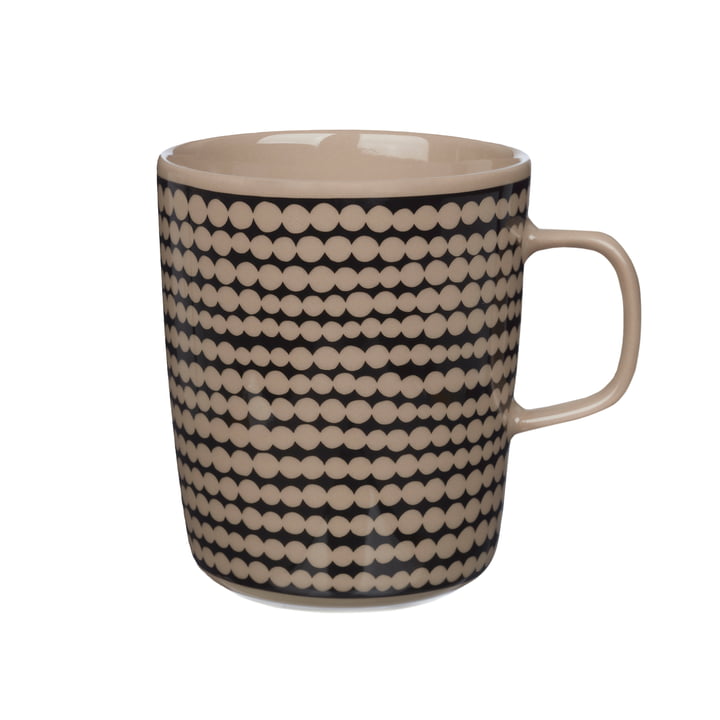 Oiva Siirtolapuutarha Mug with handle 250 ml, terra / black from Marimekko