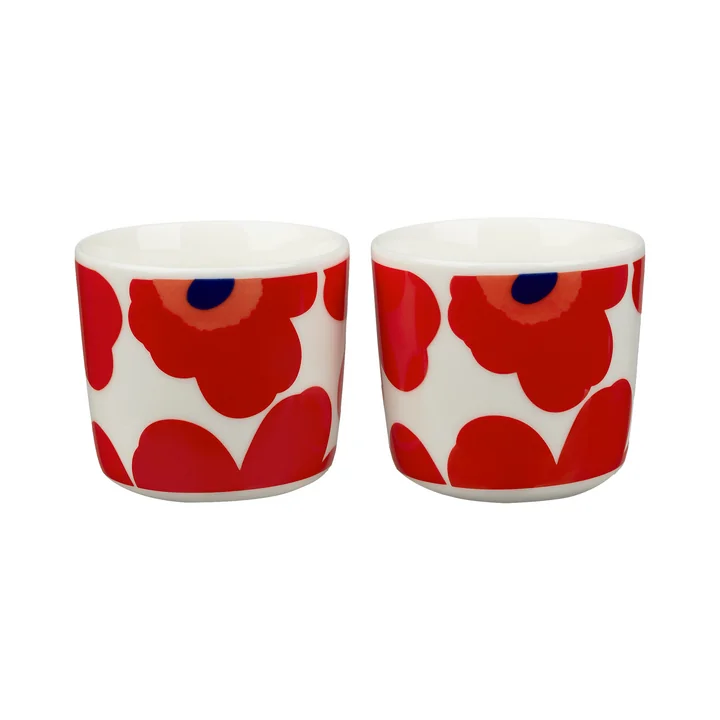 Oiva Unikko Mug (set of 2), 200 ml, white / red from Marimekko