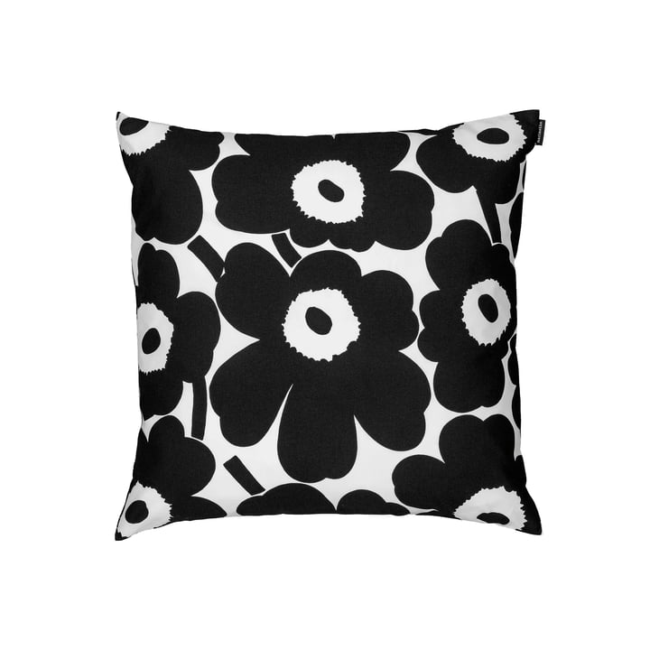 Pieni Unikko Cushion cover 50 x 50 cm, white / black from Marimekko