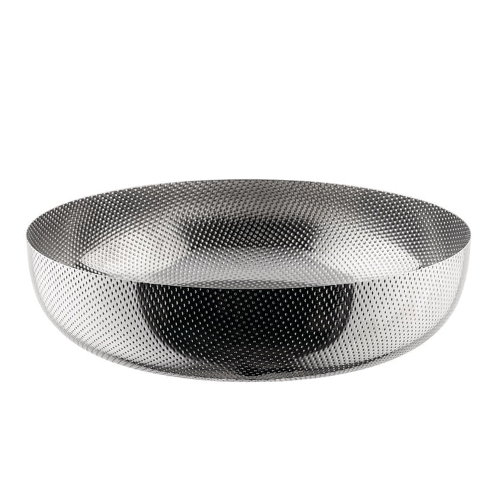 Basket bowl with relief decoration JM17 from Alessi in stainless steel finish