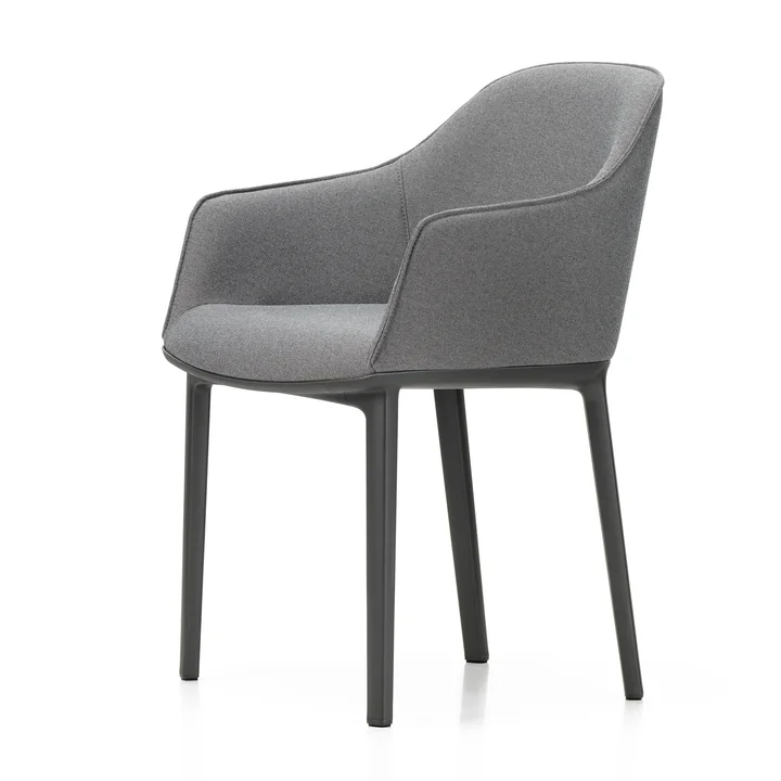 Softshell Armchair, basic dark / Plano (sierra gray / nero), felt glides from Vitra