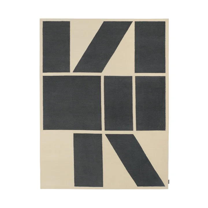 Kelim Untitled_AB11 Carpet, 180 x 240 cm, black / beige (0033 Slate) from Kvadrat