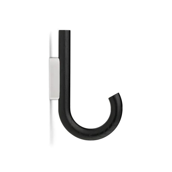 Wall hook, oak, black / chrome from Gejst