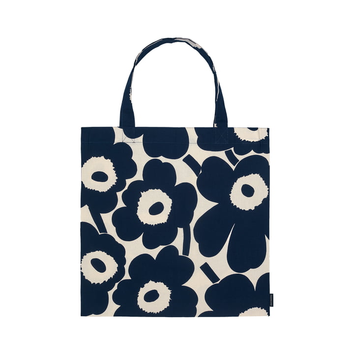 Marimekko - Pieni Unikko Shopping bag, cotton white / dark blue