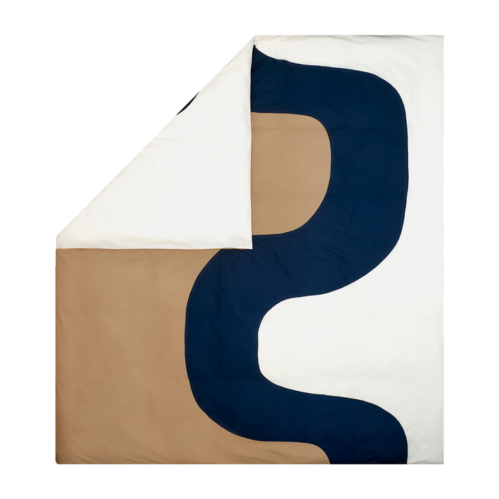 Seireeni Comforter cover, 240 x 220 cm, off-white / dark blue / beige from Marimekko