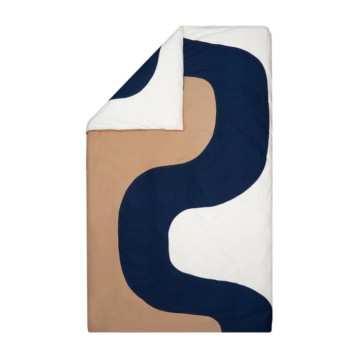 Seireeni Blanket cover, 150 x 210 cm, off-white / dark blue / beige from Marimekko