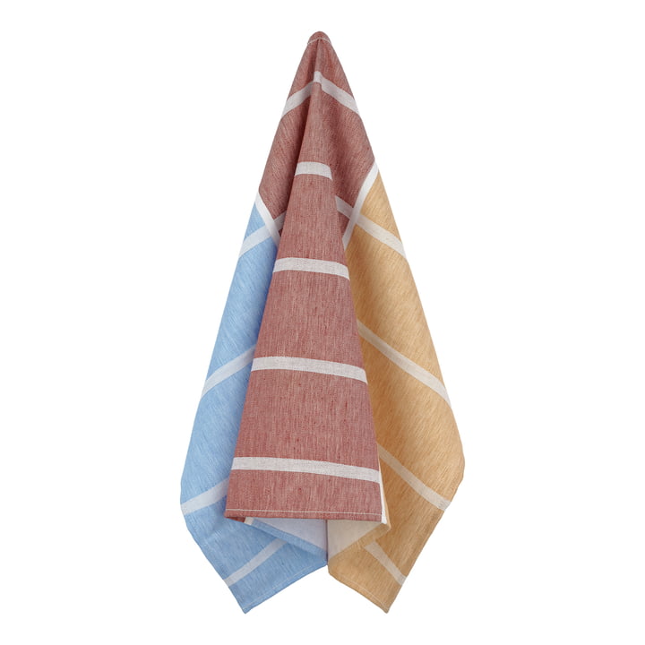Tiiliskivi Tea towel, beige / light blue / brown from Marimekko