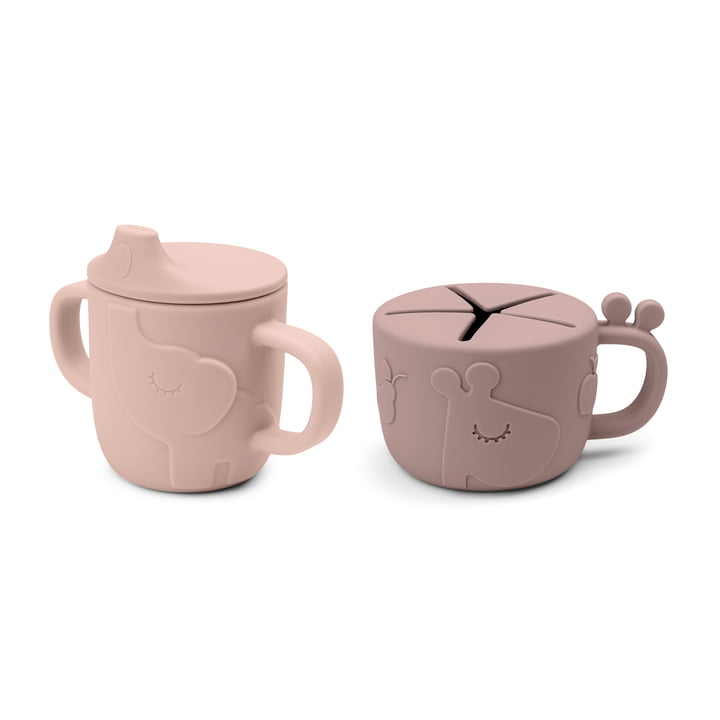 Peekaboo Snack & Drinking cup set Deer Friends, pink by Done by Deer