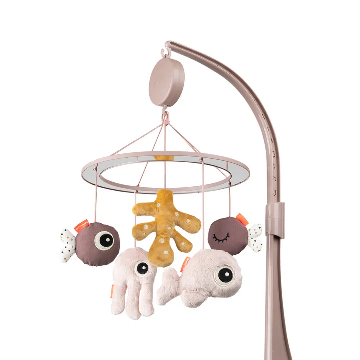 Music mobile with mirror Sea Friends, pink from Done by Deer