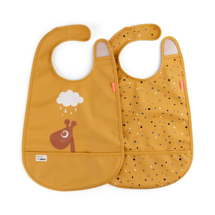 Bib with Velcro Raffi, mustard yellow (set of 2) from Done by Deer