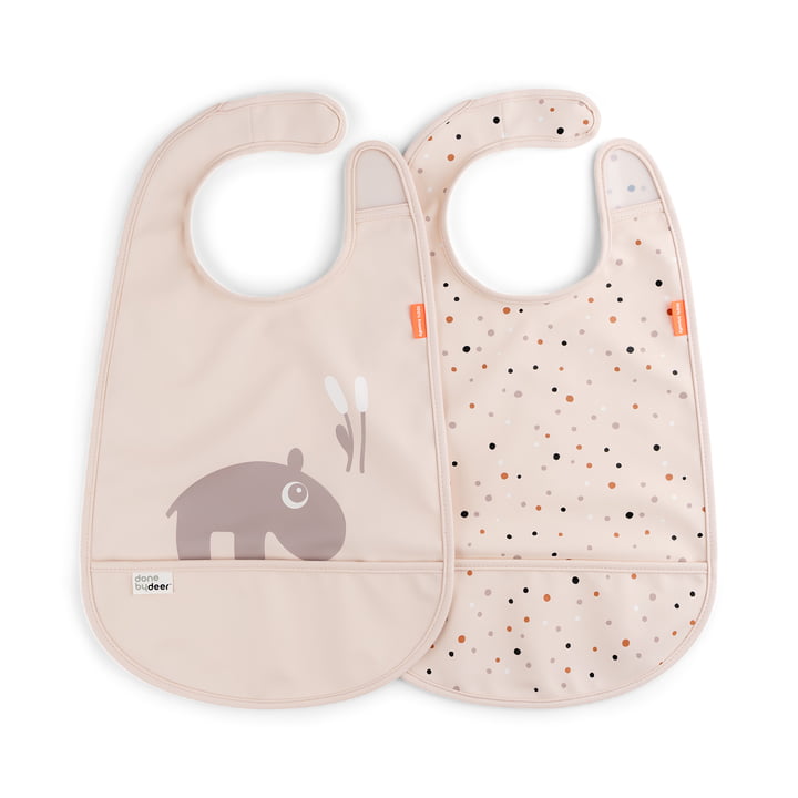 Bib with Velcro Ozzo, pink (set of 2) by Done by Deer