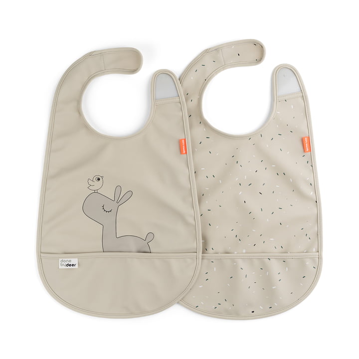 Bib with Velcro Lalee, sand (set of 2) by Done by Deer