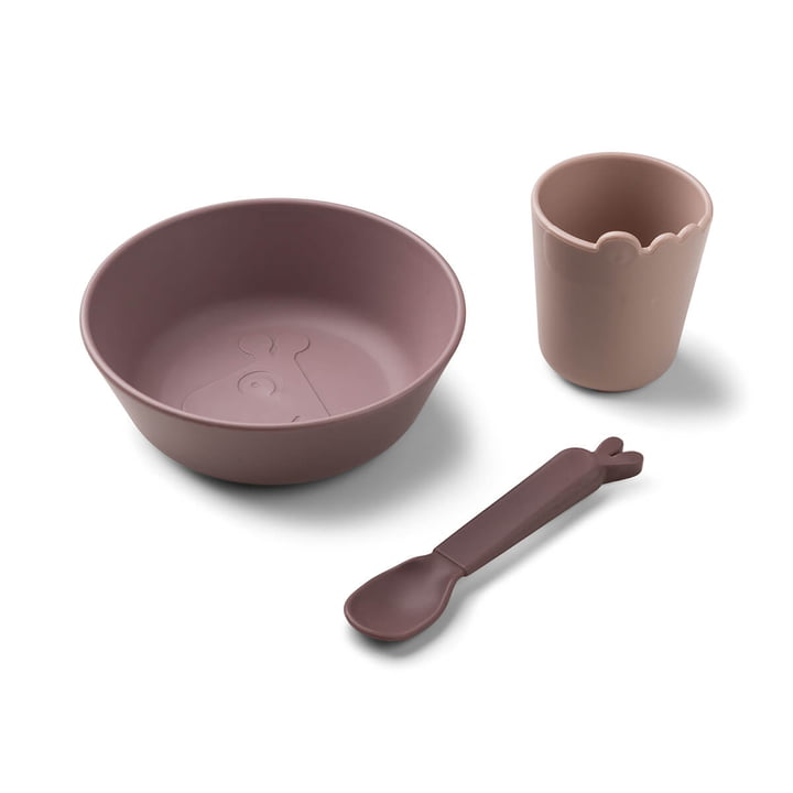 Kiddish First Meal tableware set, pink from Done by Deer