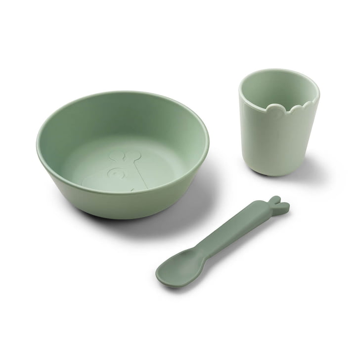 Kiddish First Meal tableware set, green from Done by Deer