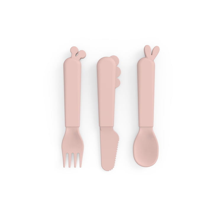 Kiddish Cutlery set Deer Friends, pink by Done by Deer