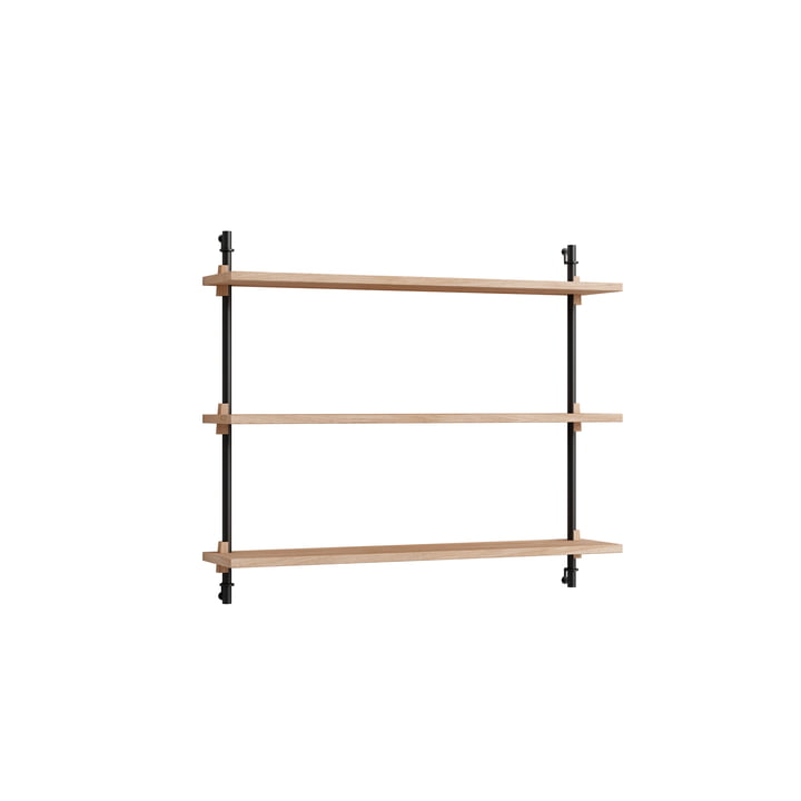 Wall Shelving System Low from Moebe in the finish oiled oak / black