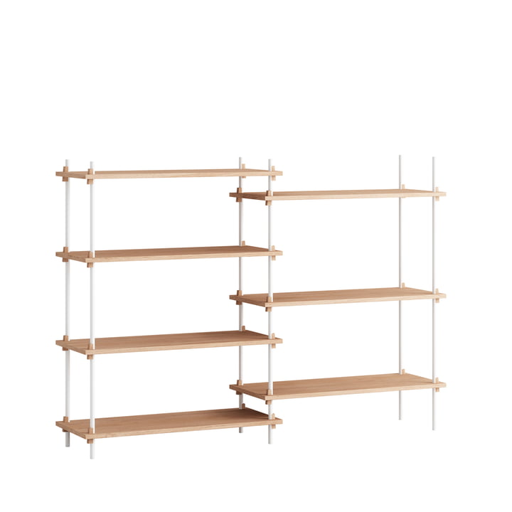 Shelving System Medium Double from Moebe in the finish oiled oak / white