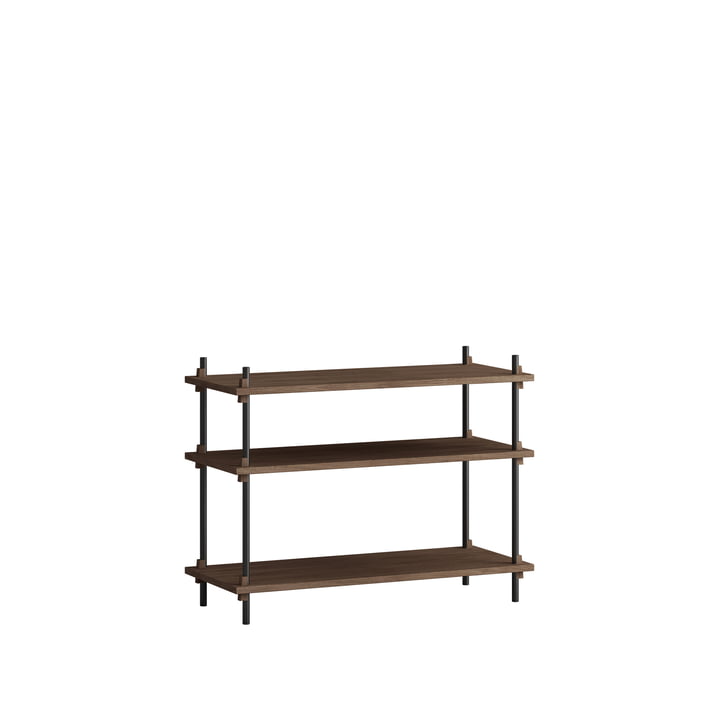 Shelving System Low from Moebe in the version dark smoked oak / black