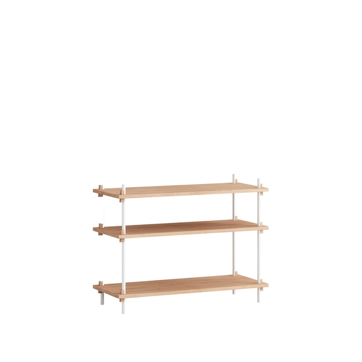 Shelving System Low from Moebe in the finish oak oiled / white