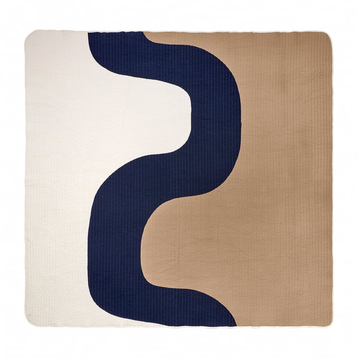Seireeni Bedspread 260 x 234 cm from Marimekko in light blue / dark blue / beige