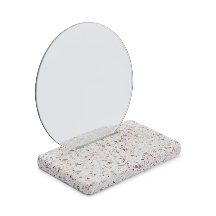 Terrazzo table mirror, 19 x 20 cm, red / beige by Humdakin