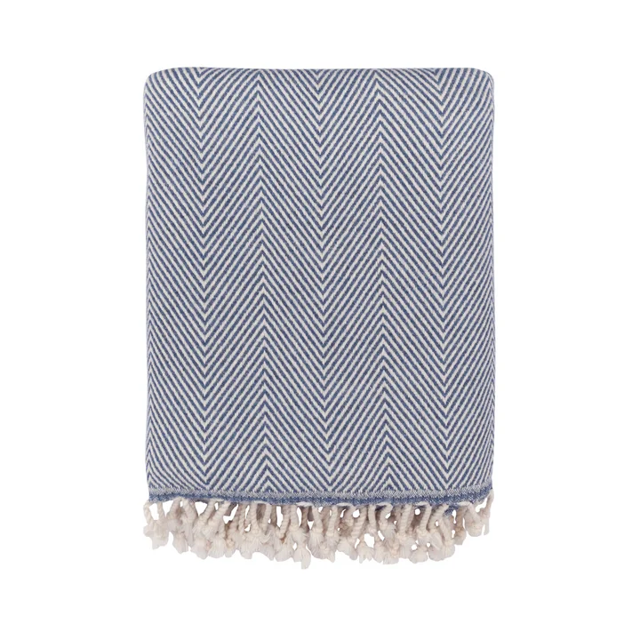 Herringbone Wool blanket from Studio Zondag in the design denim