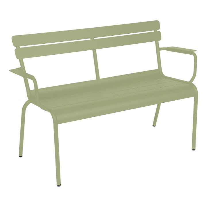 Luxembourg Garden bench with armrest from Fermob in color lime green