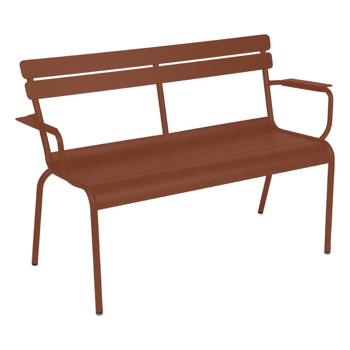 Luxembourg Garden bench with armrest from Fermob in color 2-seater, ocher red