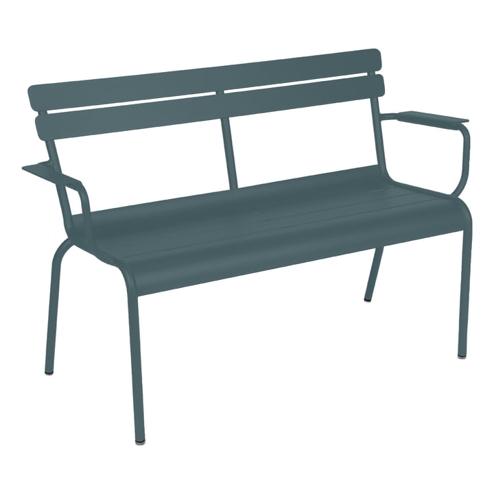 Luxembourg Garden bench with armrest from Fermob in color thunder gray
