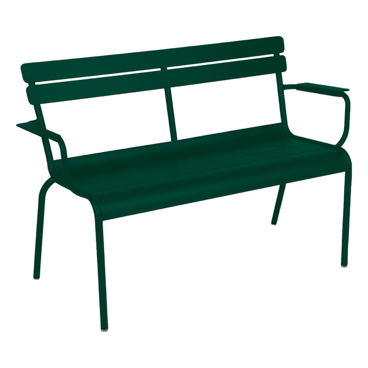 Luxembourg Garden bench with armrest from Fermob in color cedar green