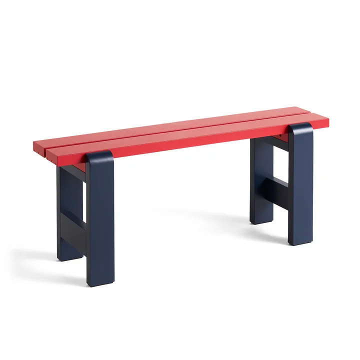 Weekday Duo Bench, L 111cm, steel blue / wine red from HAY