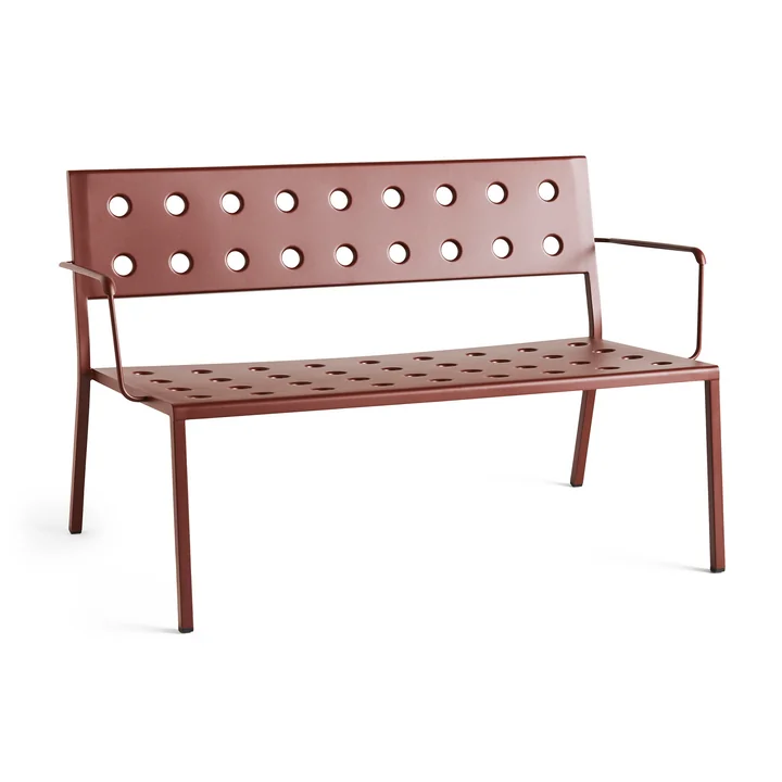 Balcony Lounge bench with armrests, L 121,5 cm, iron red from HAY