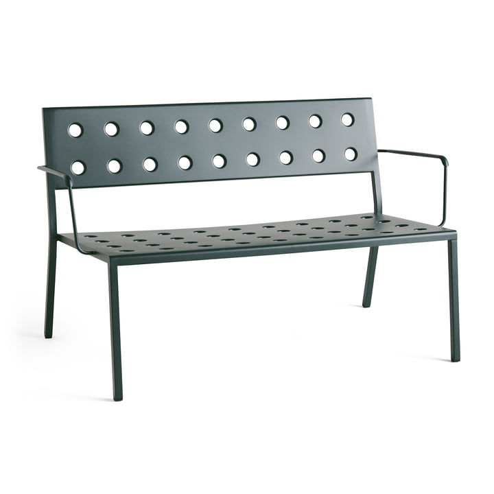 Balcony Lounge bench with armrests, L 121,5 cm, dark forest from Hay
