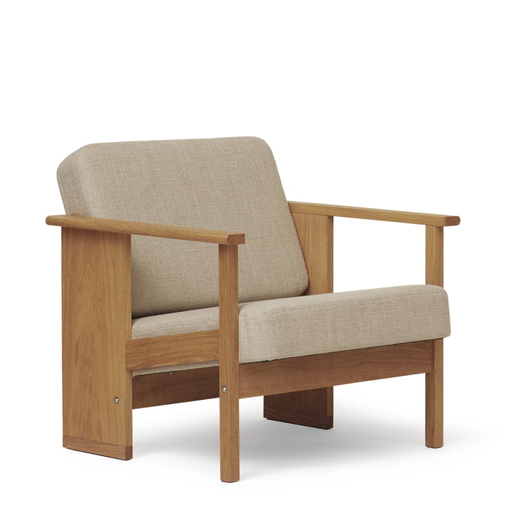 Block Lounge chair, natural oak / natural linen (canvas) from Form & Refine