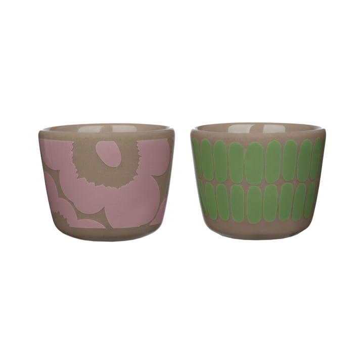 Alku Egg cup (set of 2), terra / mint / pink by Marimekko