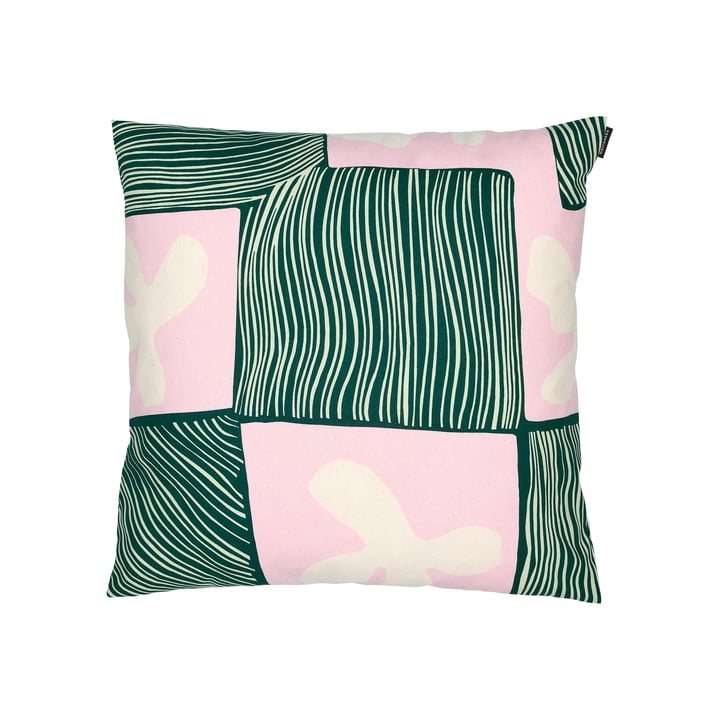 Korkeuksissa Pillowcase 50 x 50 cm, green / pink / cotton white from Marimekko