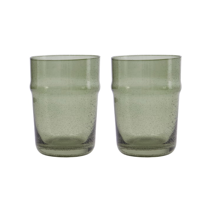 Rain Drinking glass, h 10,5 cm, green (set of 2) from House Doctor