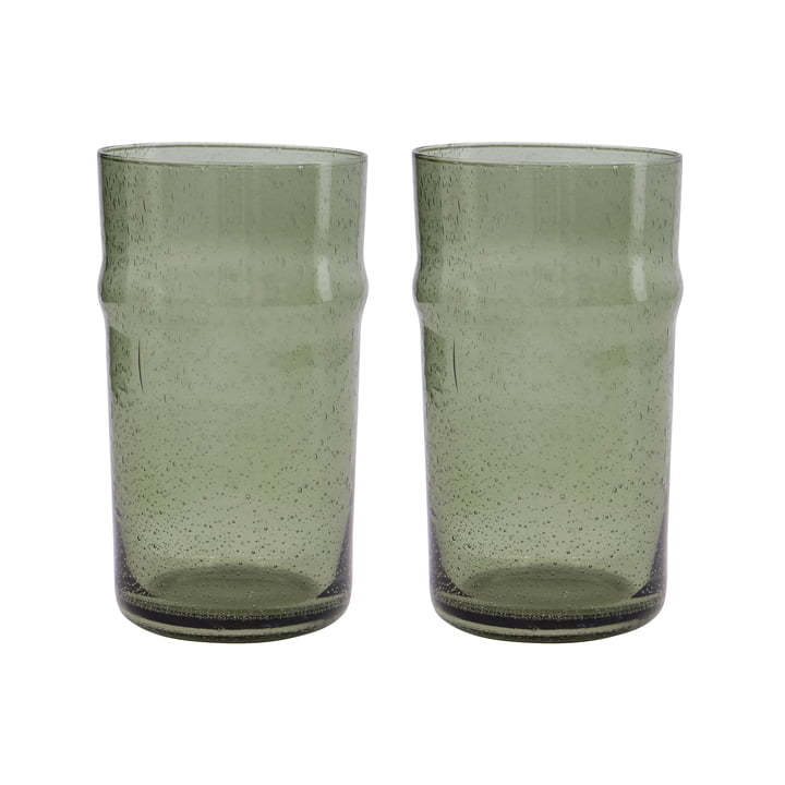 Rain Drinking glass, h 14 cm, green (set of 2) from House Doctor