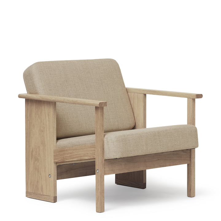 Block Lounge chair from Form & Refine in oak white pigmented / natural linen (canvas)