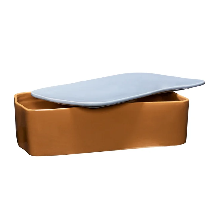 Amare desk organizer large, brown / light blue from Hübsch Interior