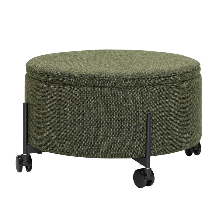 Contain Pouf with rollers large Ø 66 x 37 cm, green from Hübsch Interior