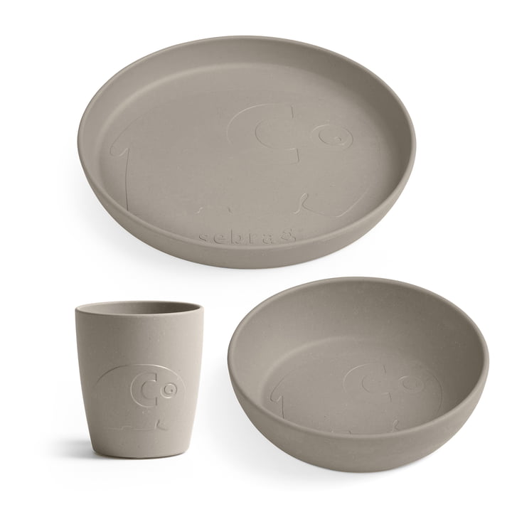 MUMS Children's tableware set from Sebra in color jetty beige (3 pcs.)