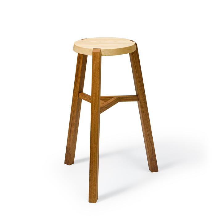 Y-bar stool H 65 cm from Auerberg in ash oiled / oak oiled