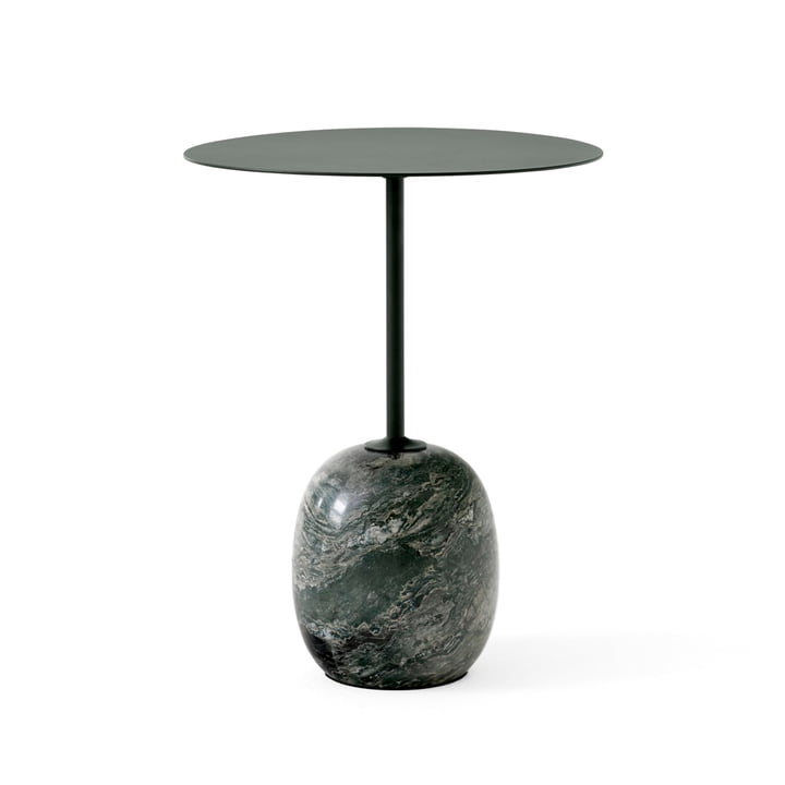 & Tradition - Lato Side table, h 50 cm / Ø 40 cm, deep green / verde alpi marble