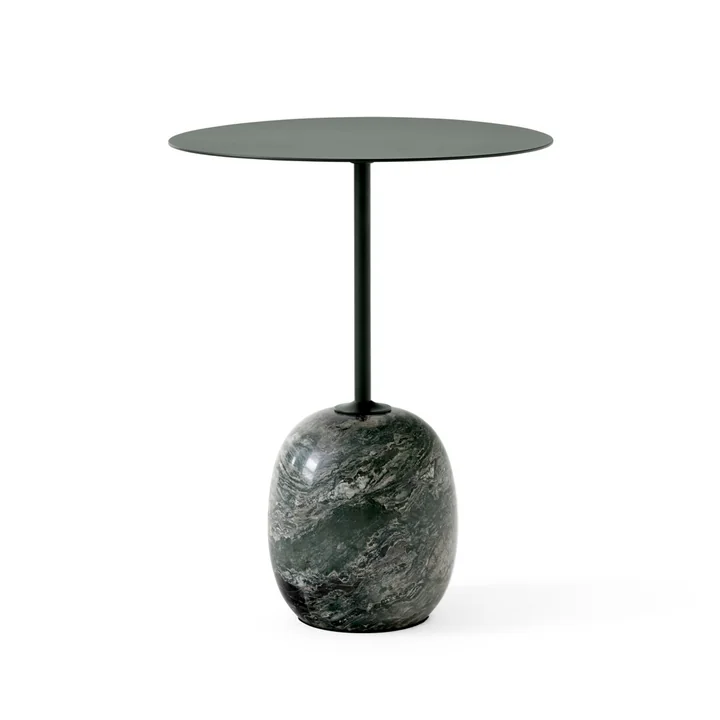 & Tradition - Lato Side table, H 50 cm / Ø 40 cm, deep green / verde alpi marble