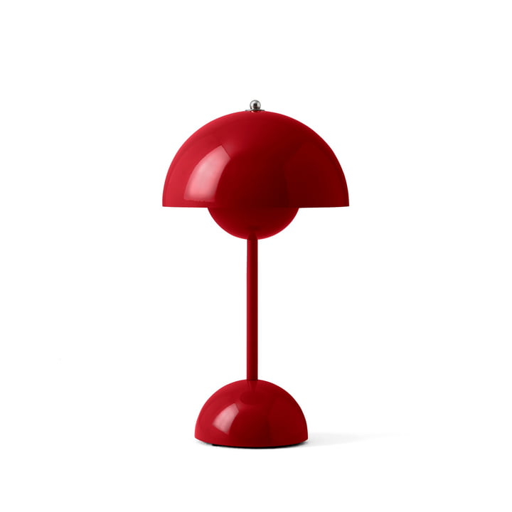 & Tradition - Flowerpot Battery table lamp VP9 with magnetic charging cable, vermilion glossy