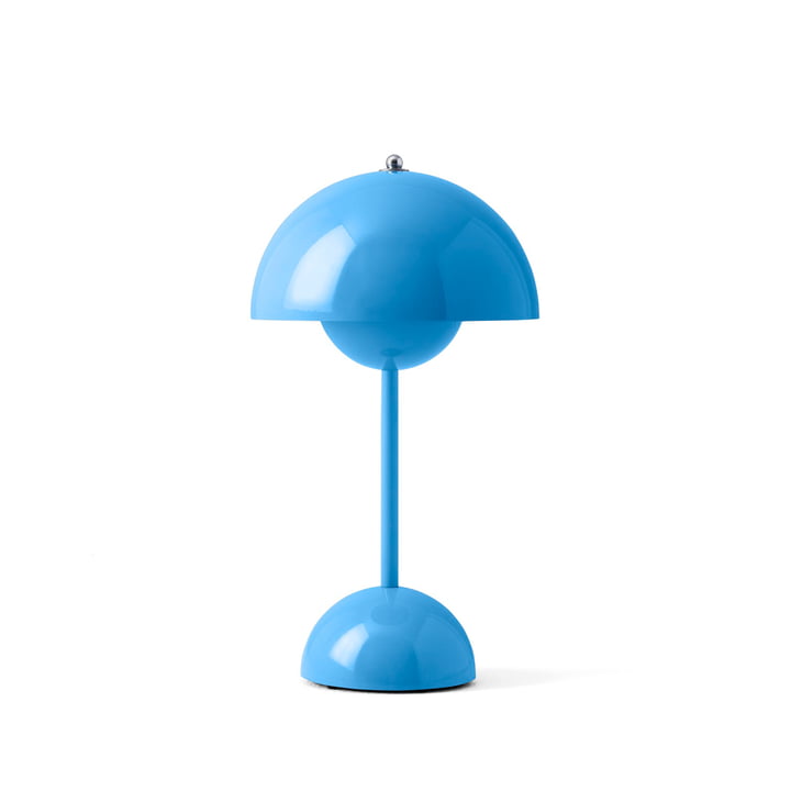 & Tradition - Flowerpot Battery table lamp VP9 with magnetic charging cable, swim blue glossy